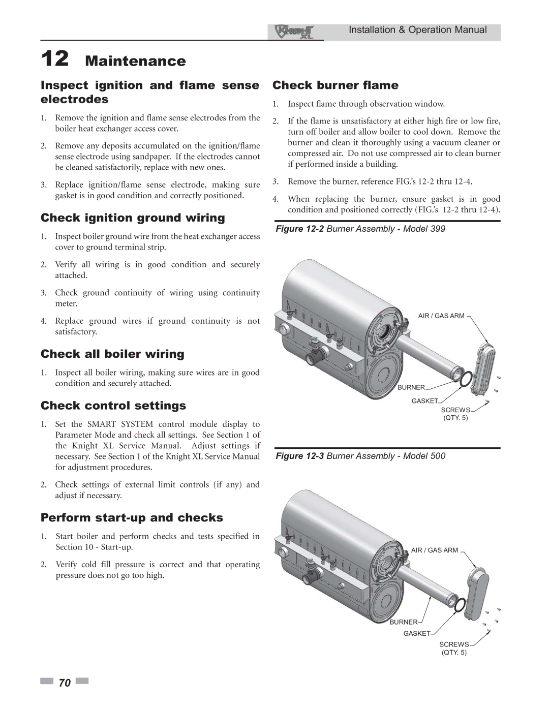 Lochinvar 800 Inspect ignition and flame sense electrodes, Check ignition ground wiring, Check all boiler wiring 