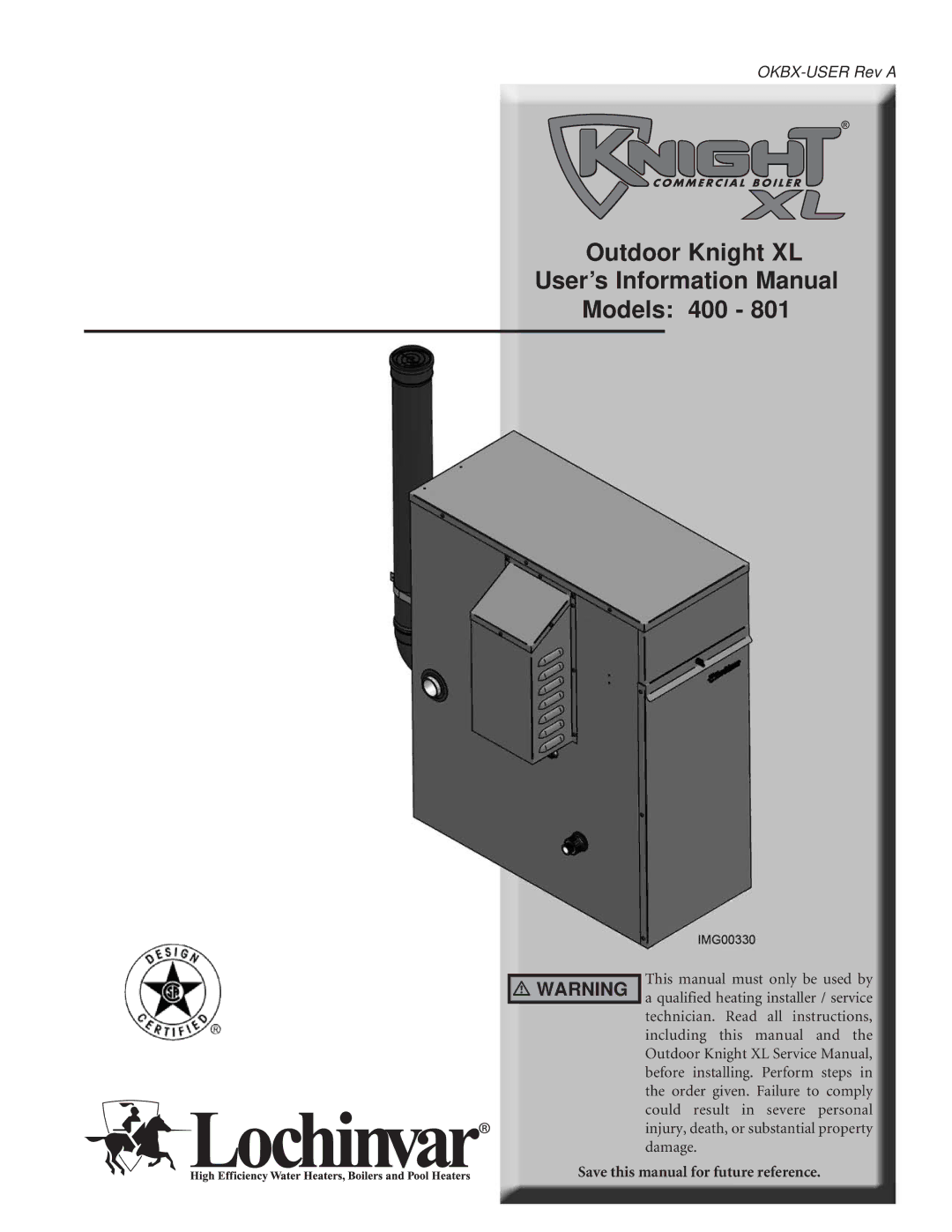 Lochinvar 801 service manual Outdoor Knight XL User’s Information Manual Models 400 