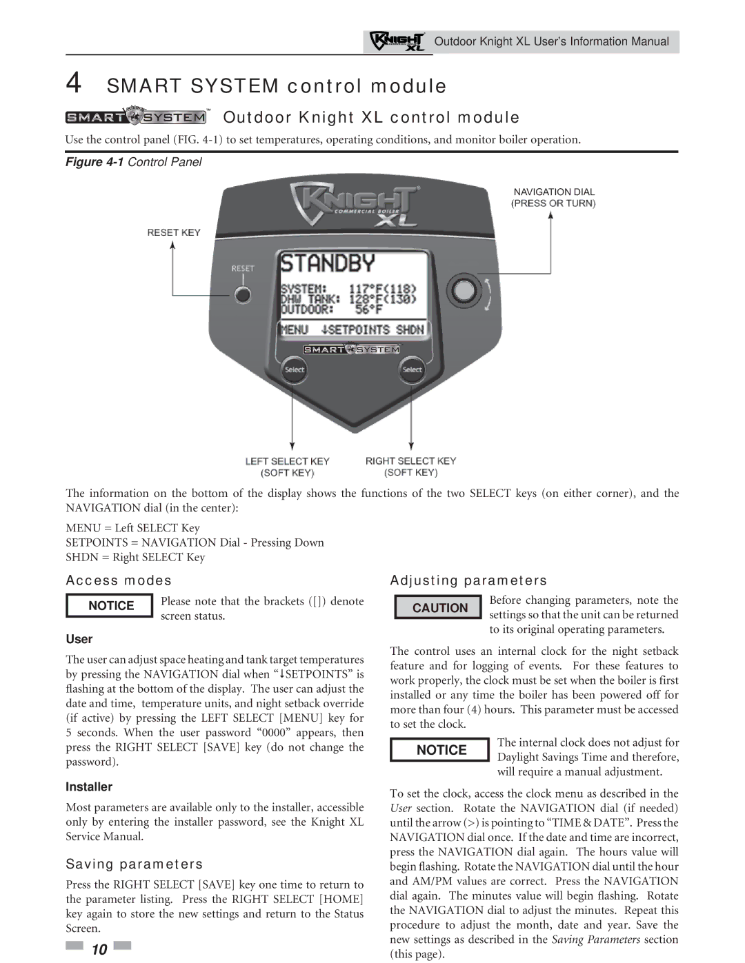 Lochinvar 801, 400 service manual Smart System control module, User, Installer 