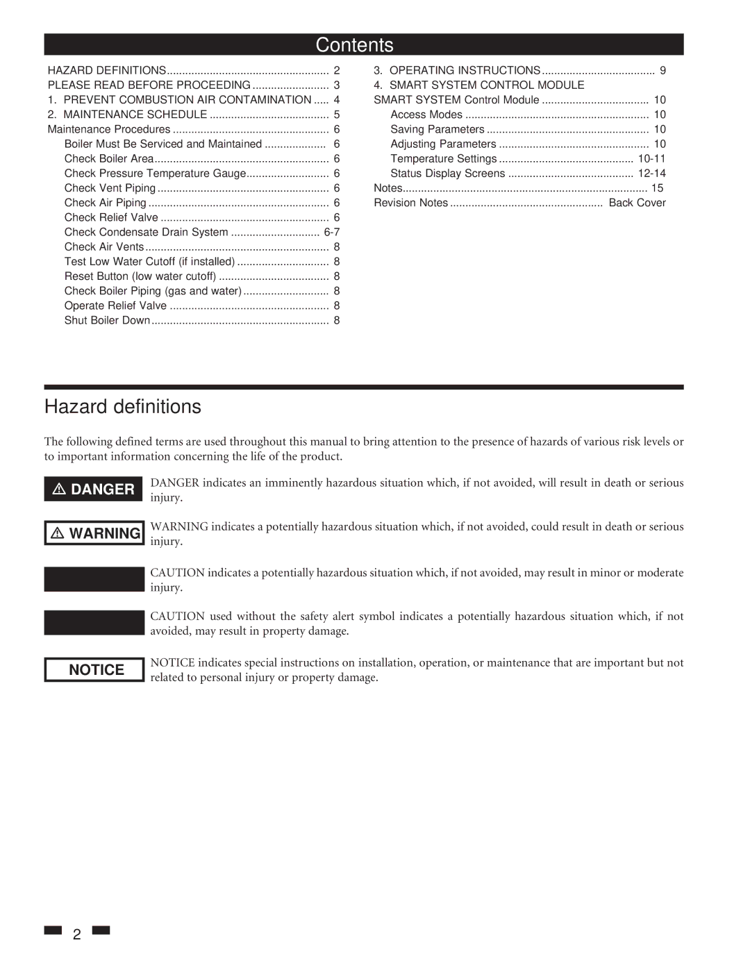 Lochinvar 801, 400 service manual Contents 