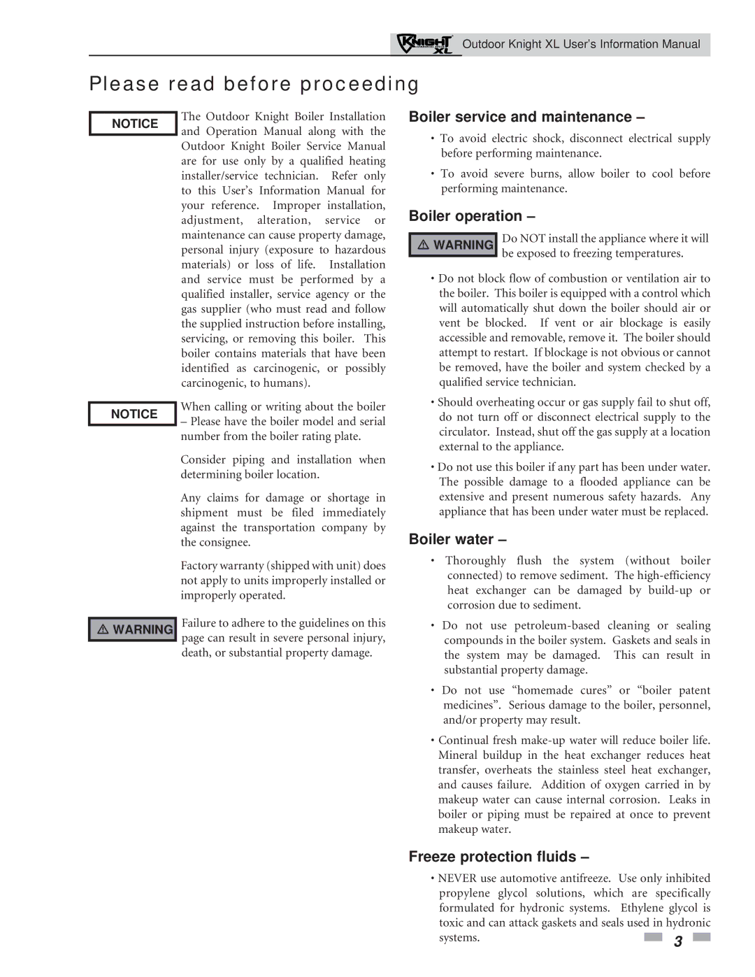 Lochinvar 400, 801 service manual Please read before proceeding, Boiler service and maintenance 