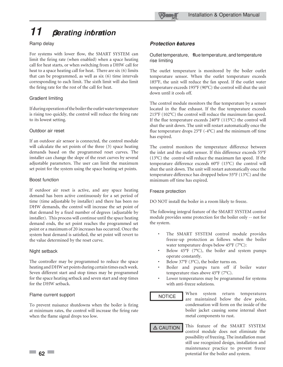 Lochinvar 801, 400 operation manual Protection features 