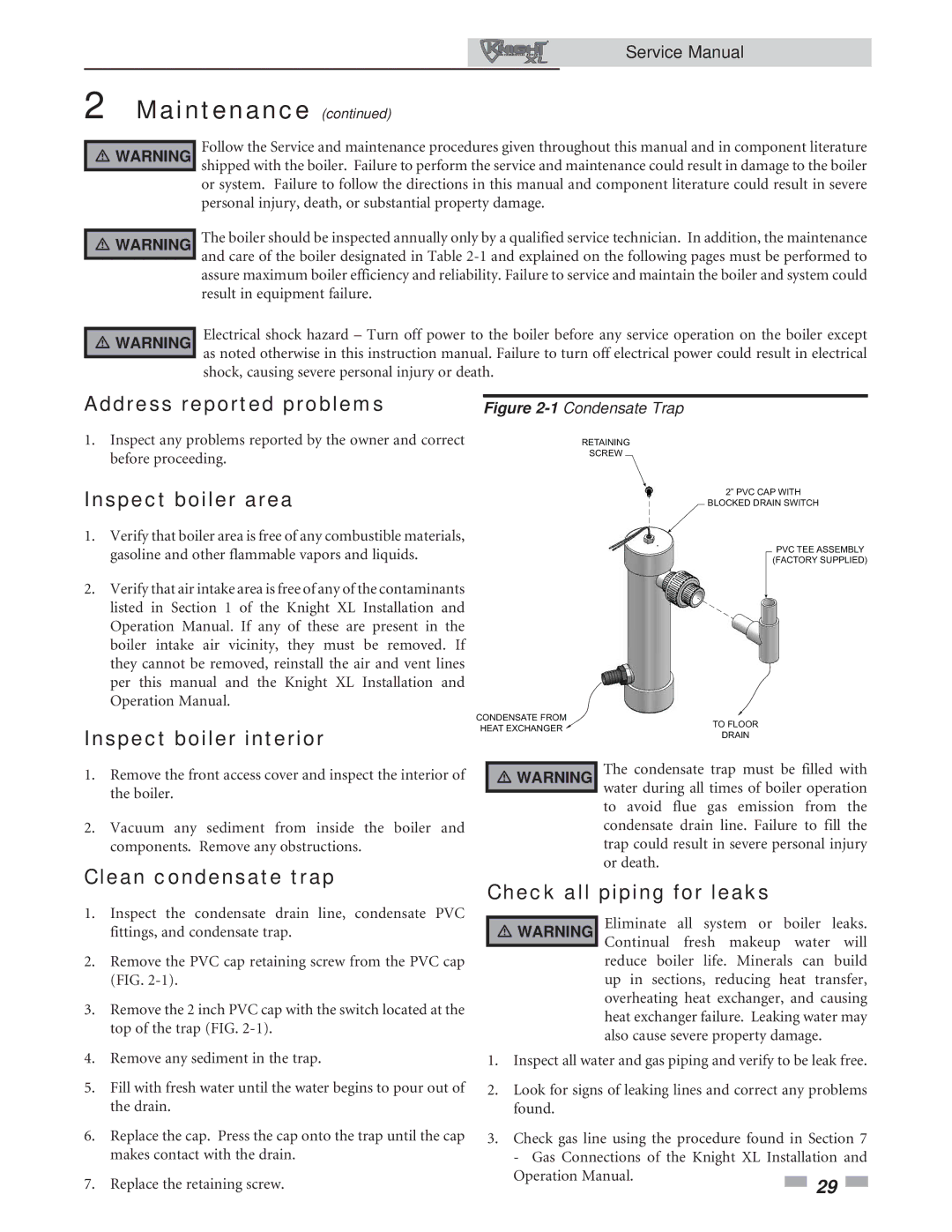 Lochinvar 400, 801 service manual Maintenance 