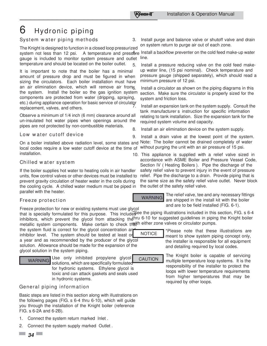 Lochinvar 81 - 286 operation manual Hydronic piping 