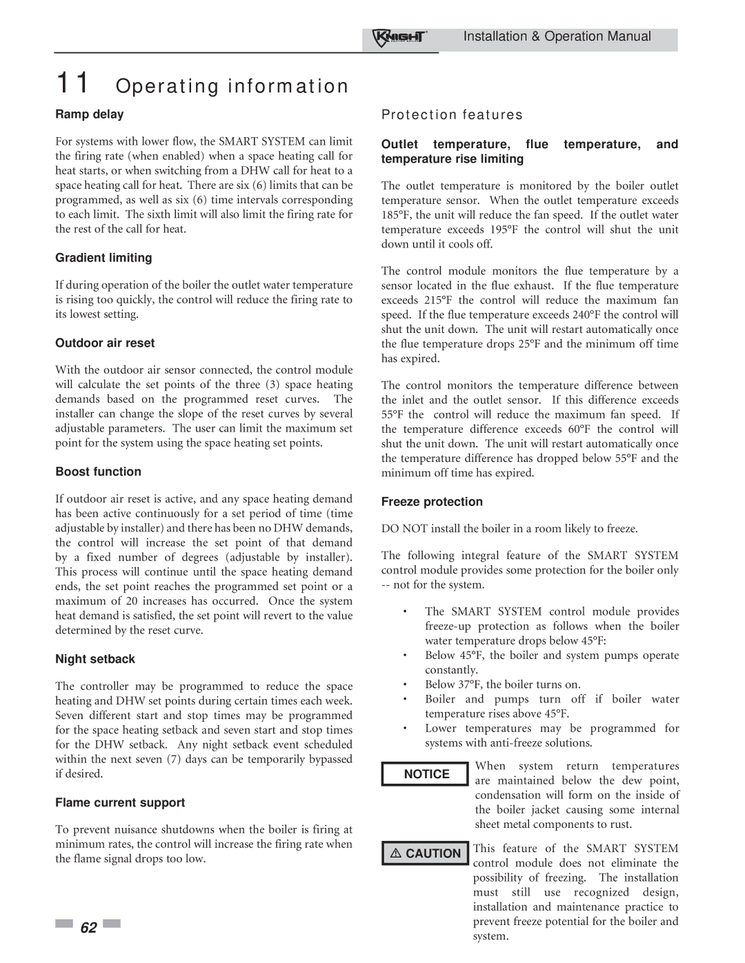 Lochinvar 81 - 286 operation manual Protection features 