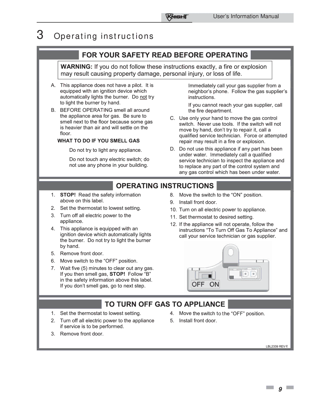 Lochinvar 81 - 286 manual Operating instructions 