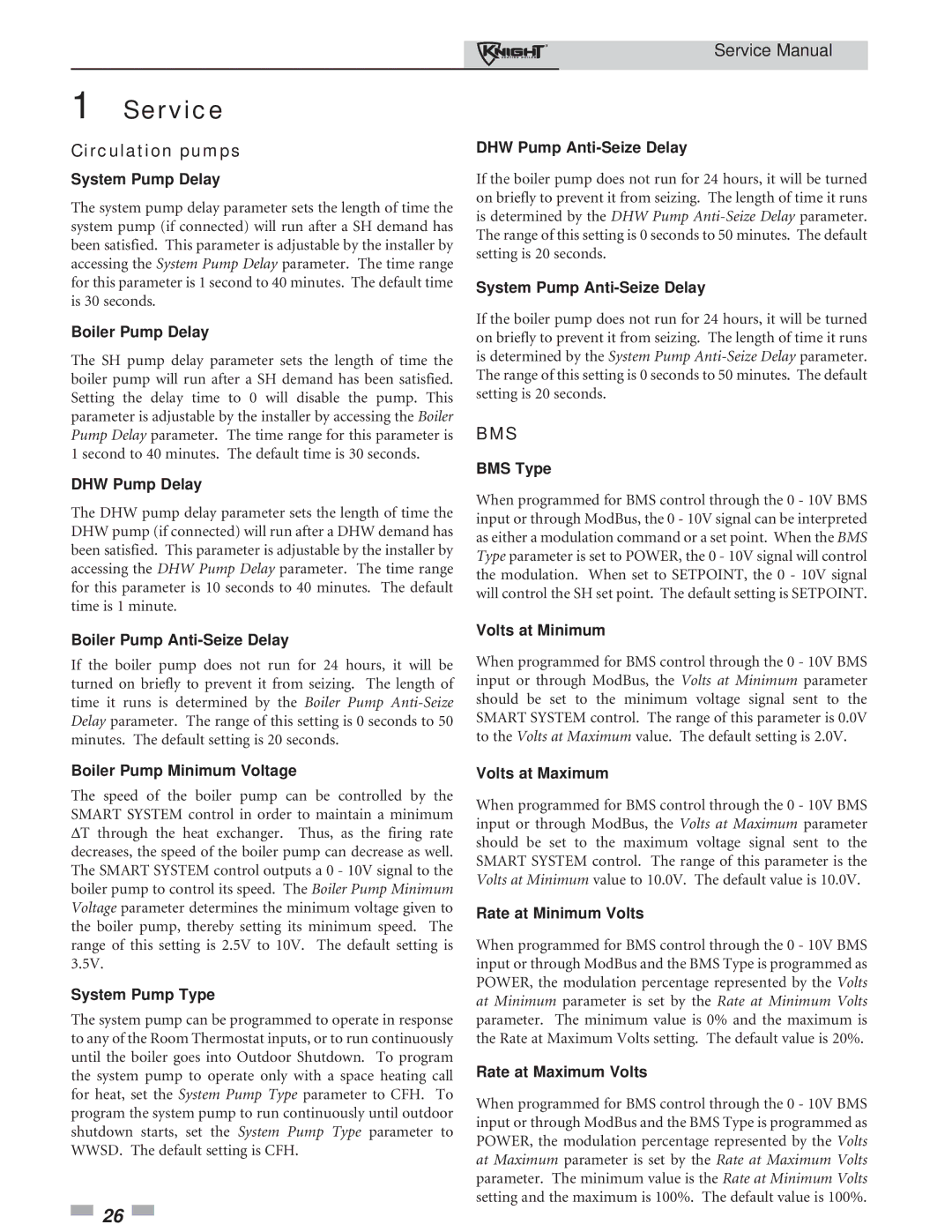 Lochinvar 81-286 service manual Circulation pumps 