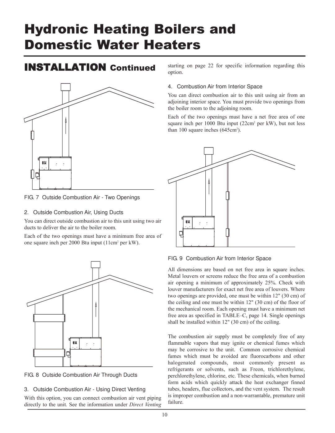 Lochinvar CF-CH(E)-i&s-08, 999 - 750, 399 service manual Combustion Air from Interior Space 