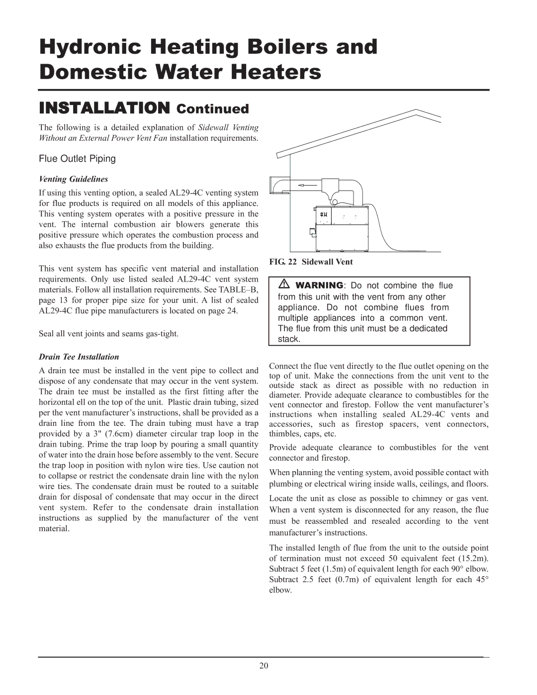 Lochinvar 399, 999 - 750, CF-CH(E)-i&s-08 service manual Venting Guidelines 