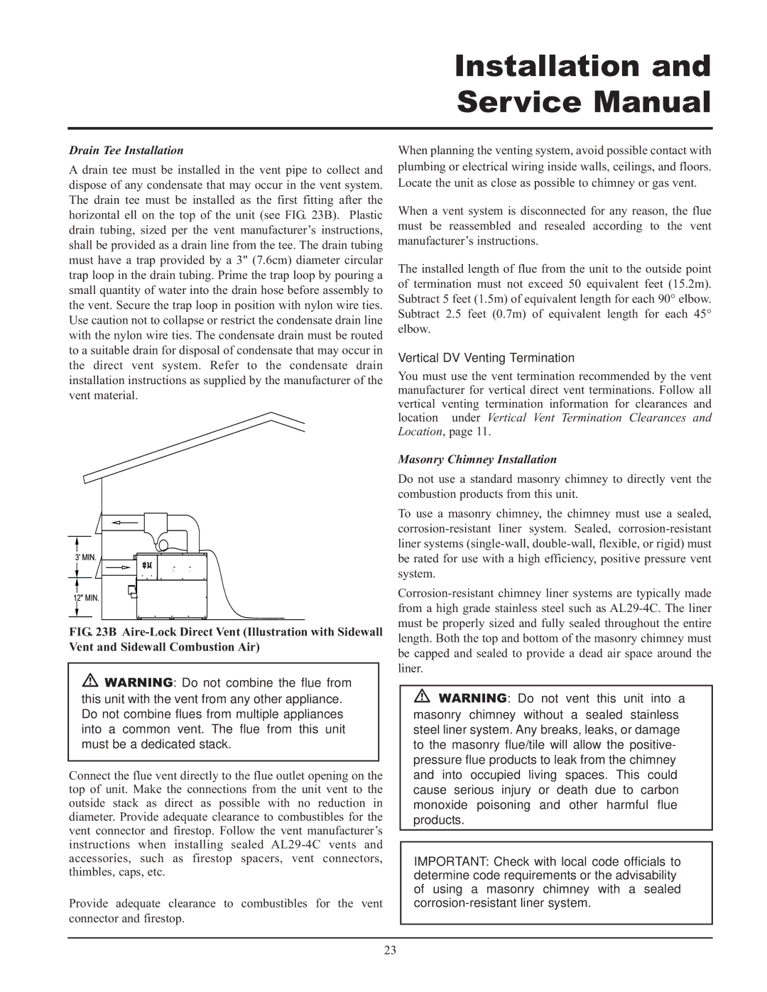 Lochinvar 399, 999 - 750, CF-CH(E)-i&s-08 service manual Vertical DV Venting Termination 