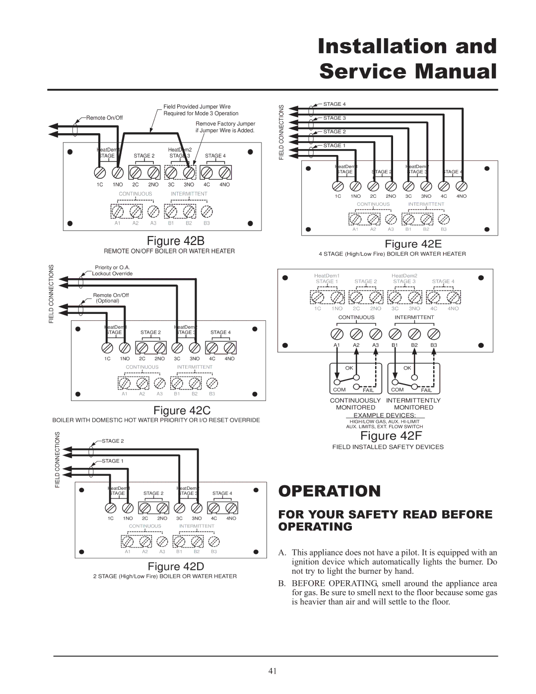 Lochinvar 399, 999 - 750, CF-CH(E)-i&s-08 For Your Safety Read Before Operating, Remote ON/OFF Boiler or Water Heater 