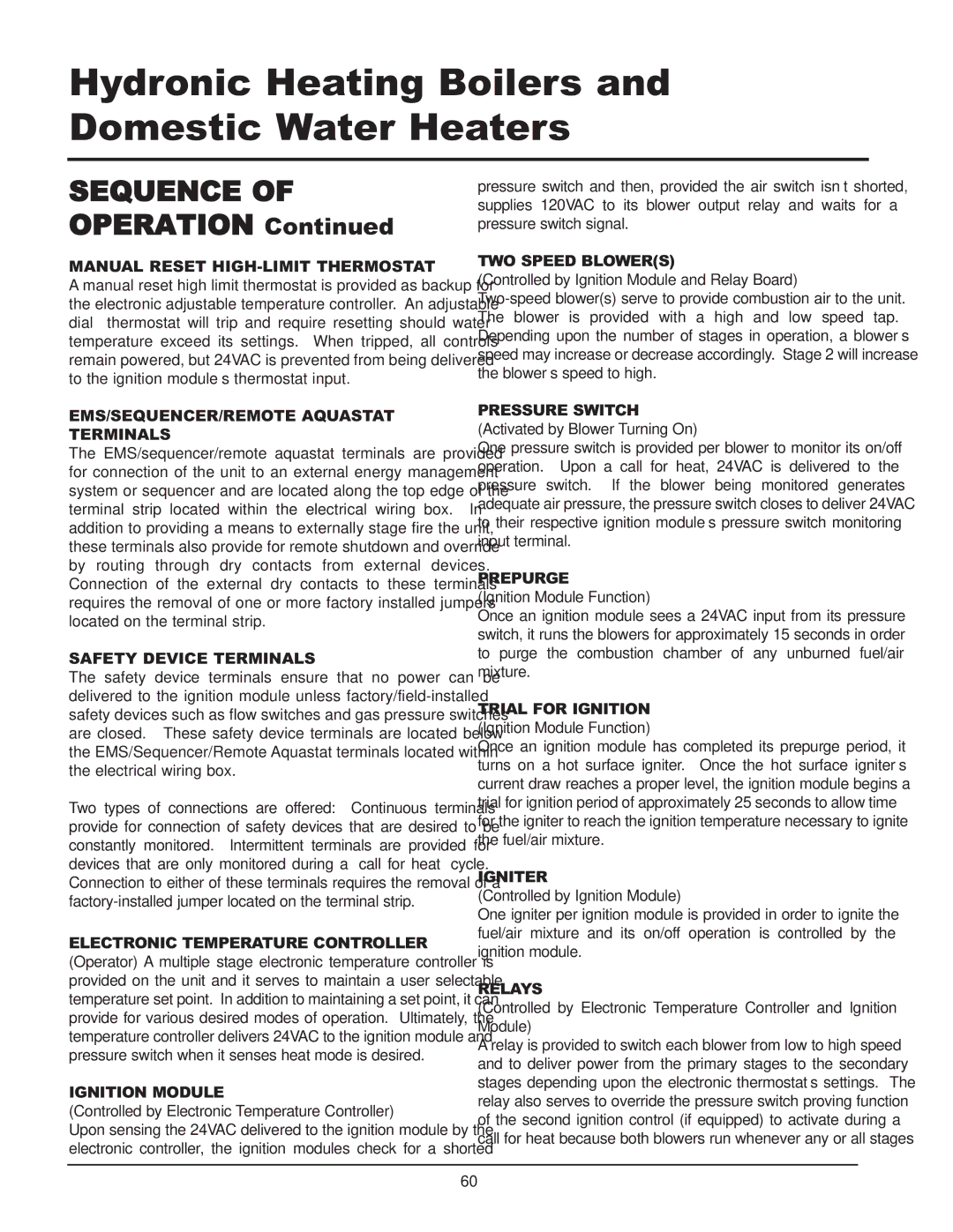 Lochinvar 999 - 750, CF-CH(E)-i&s-08, 399 service manual Sequence of Operation 