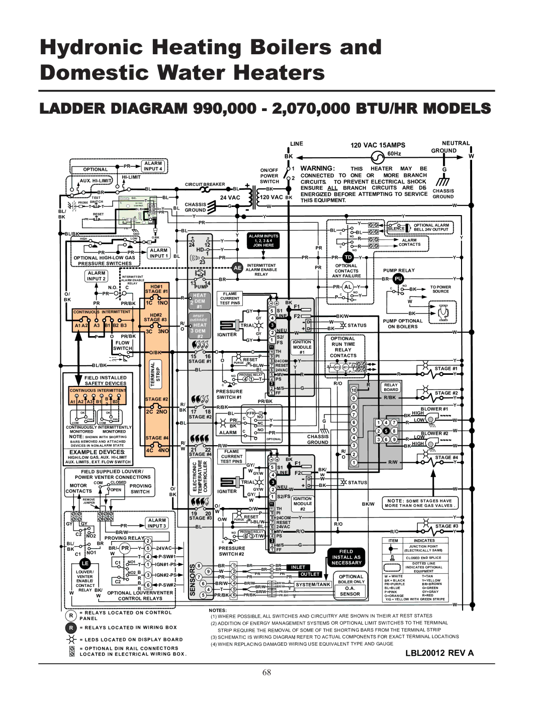 Lochinvar 399, 999 - 750, CF-CH(E)-i&s-08 service manual Ladder Diagram 990,000 2,070,000 BTU/HR Models 