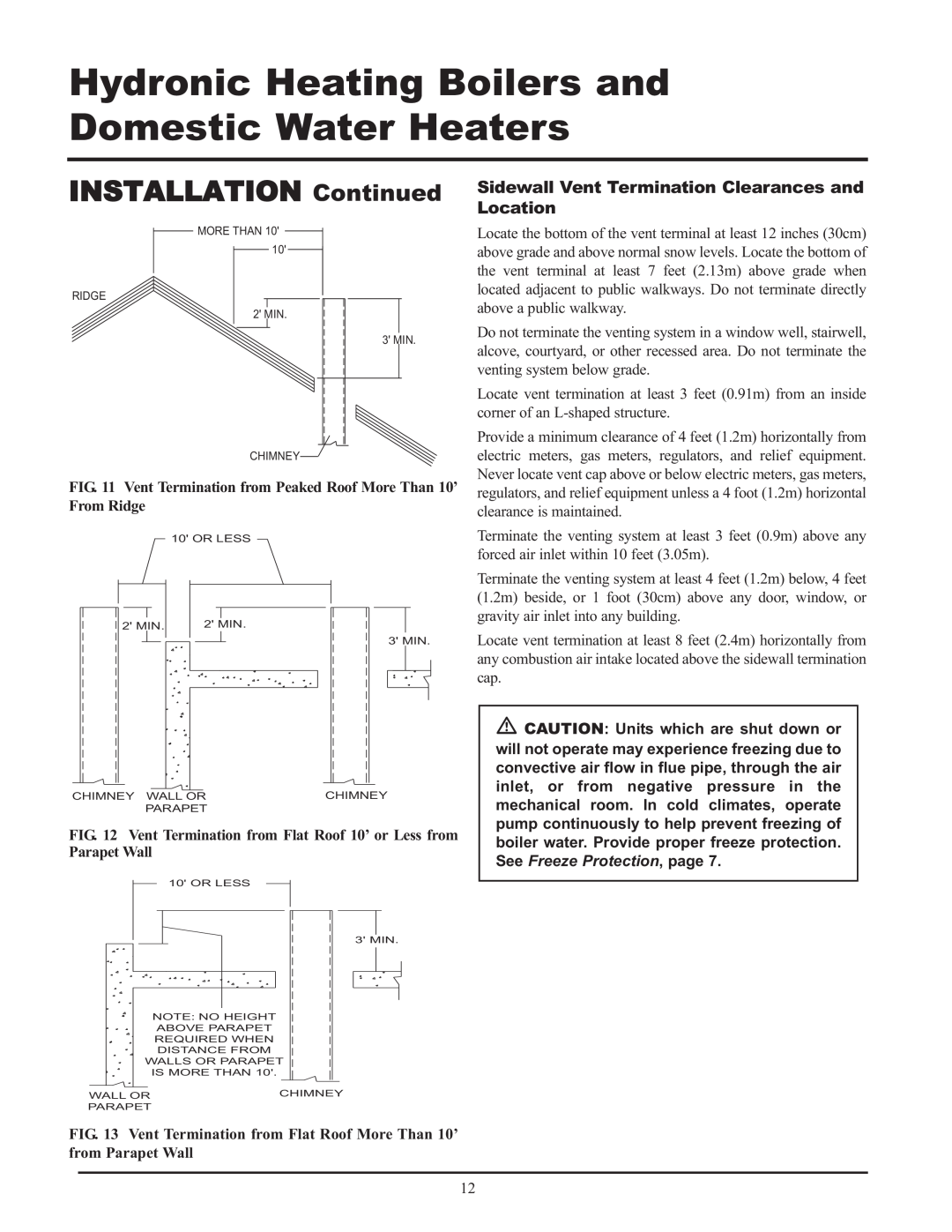 Lochinvar 999 - 750 Sidewall Vent Termination Clearances and Location, Hydronic Heating Boilers and Domestic Water Heaters 