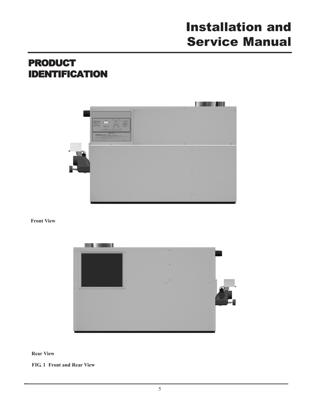 Lochinvar 399, 999 - 750 Product Identification, Front View Rear View Front and Rear View, Installation and Service Manual 