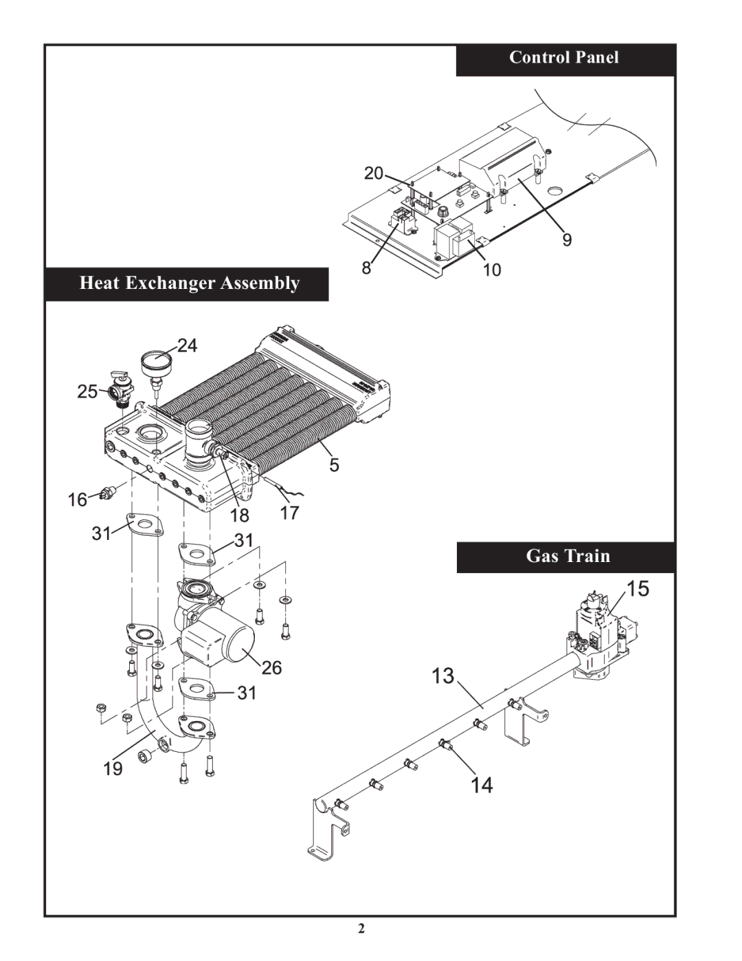 Lochinvar CB 45-260 manual Heat Exchanger Assembly Gas Train 