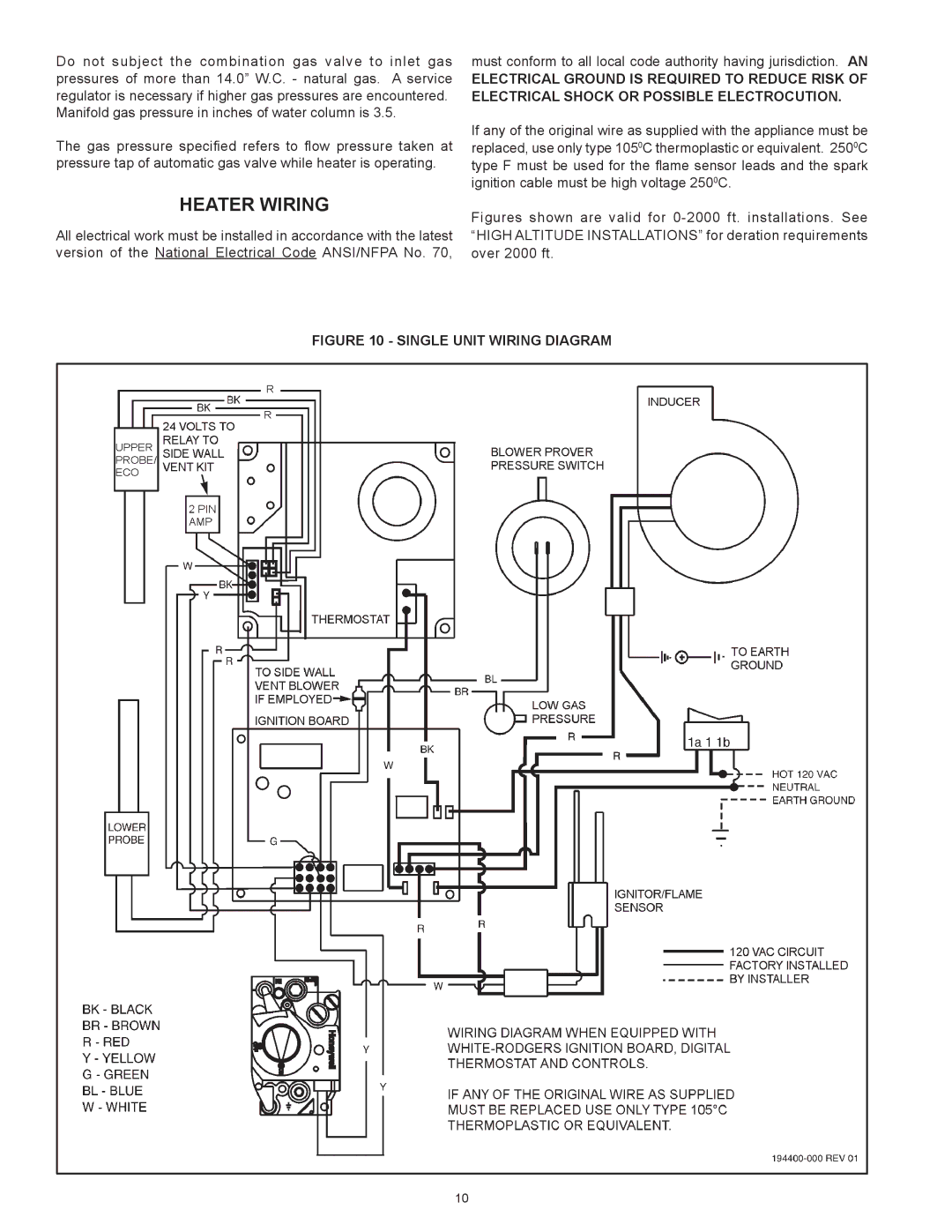 Lochinvar CG200, CG150 warranty Heater Wiring, Single Unit Wiring Diagram 