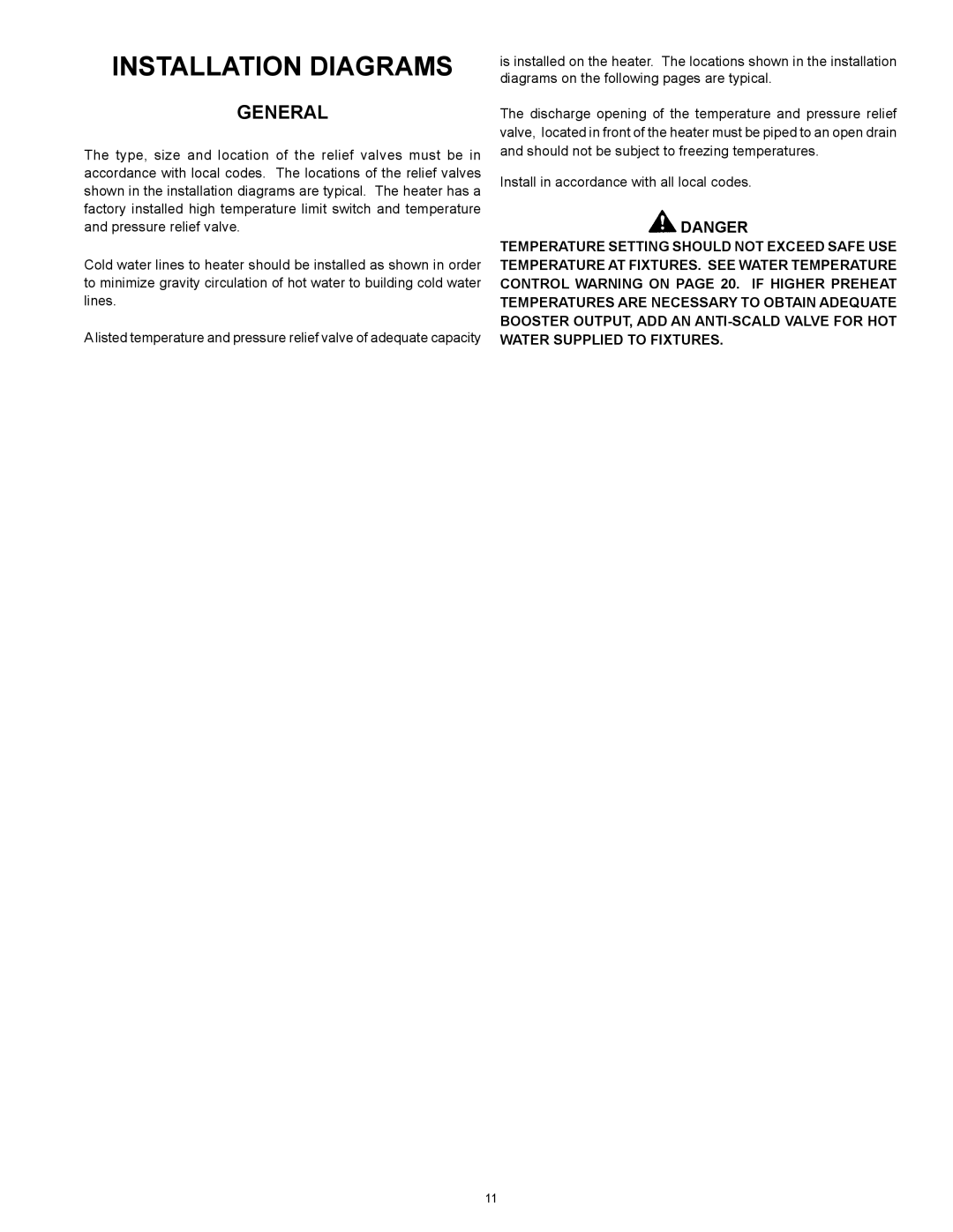 Lochinvar CG150, CG200 warranty Installation Diagrams, General 