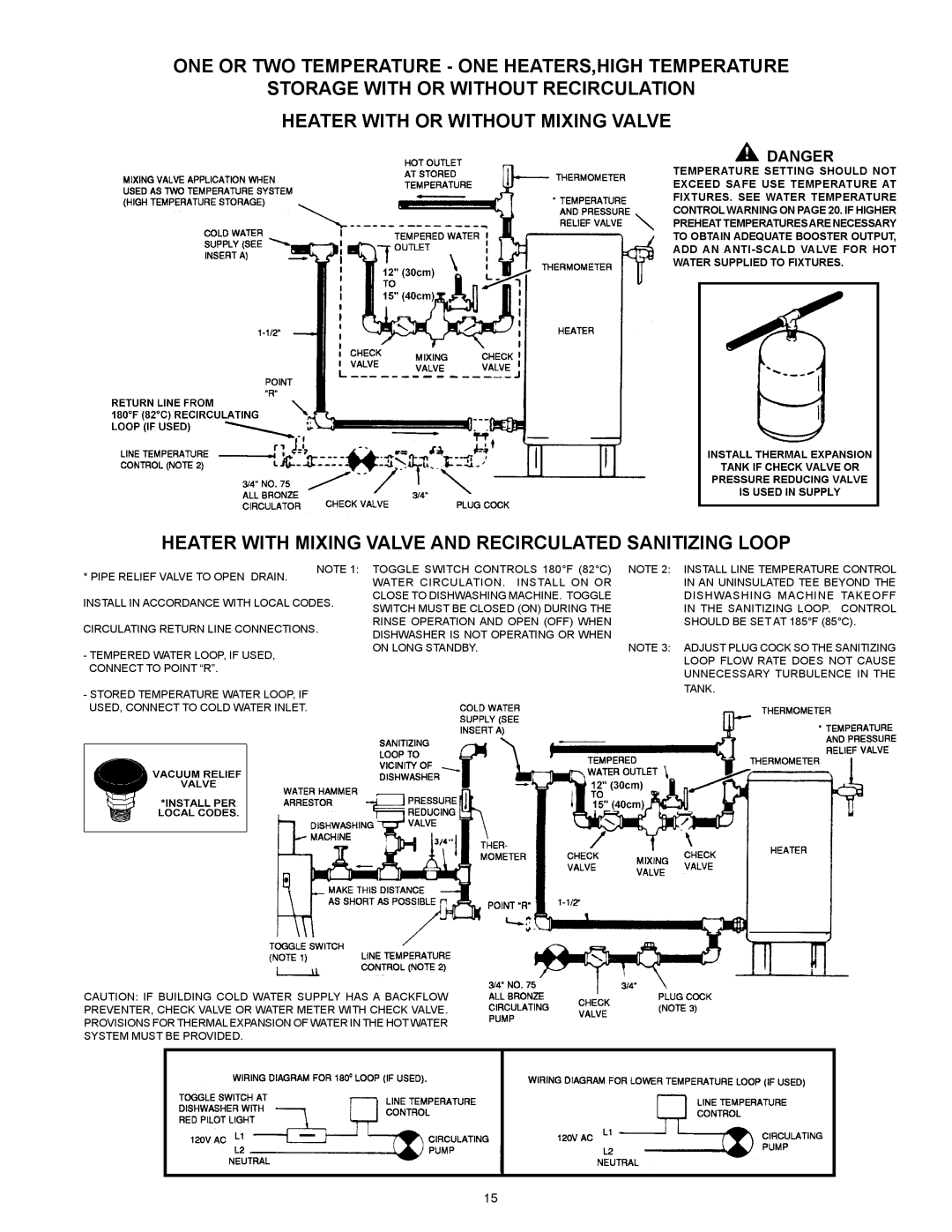 Lochinvar CG150, CG200 warranty Heater with Mixing Valve and Recirculated Sanitizing Loop 