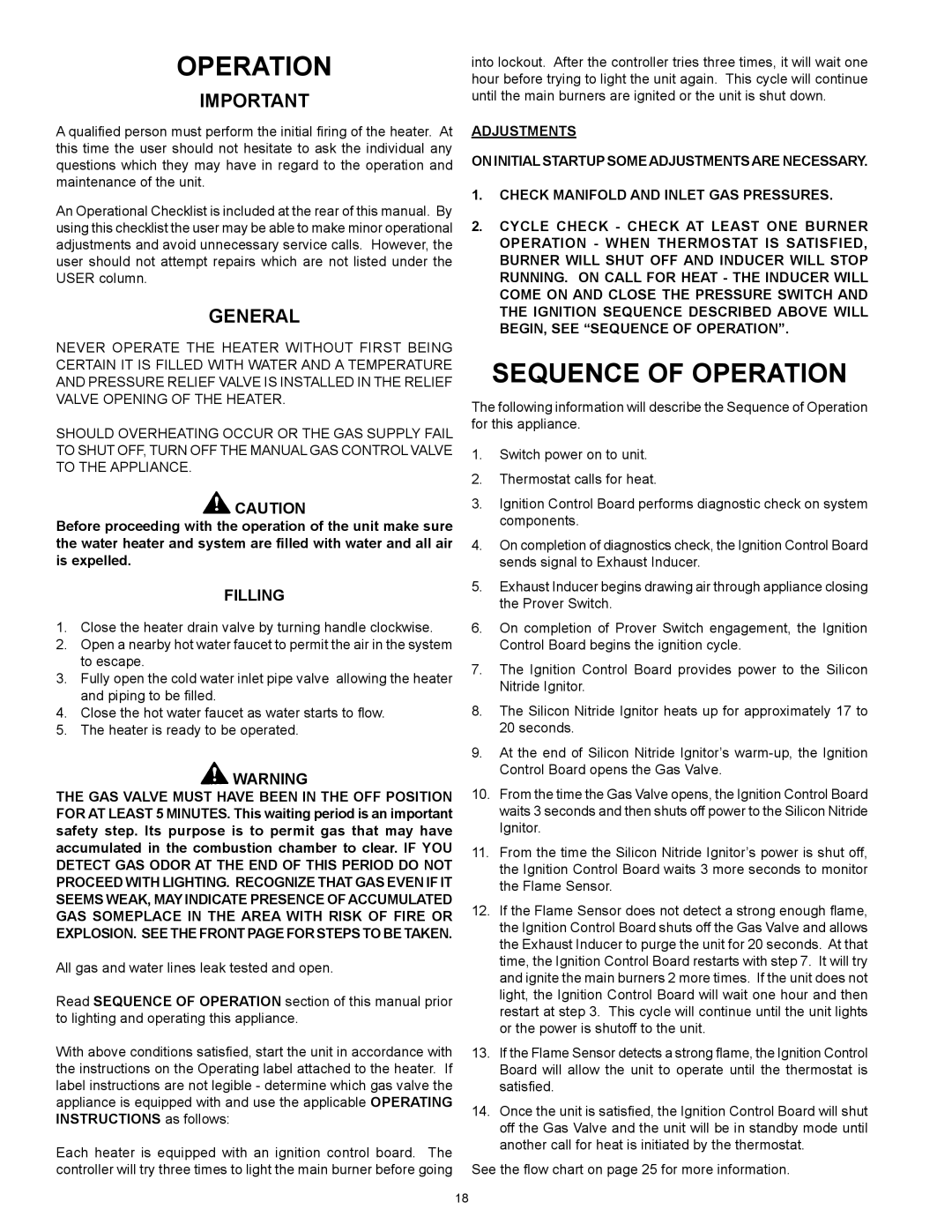 Lochinvar CG200, CG150 warranty Sequence of Operation 