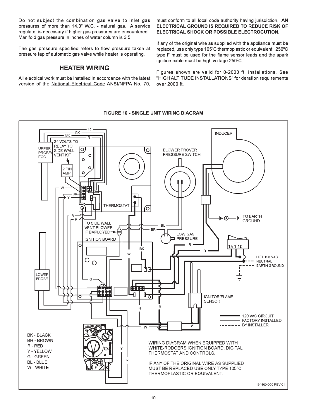 Lochinvar CG200, CG150 warranty Heater Wiring, Single Unit Wiring Diagram 