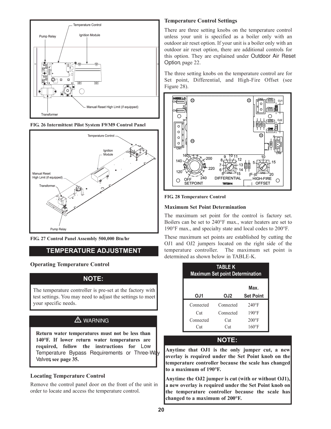 Lochinvar CP-5M-4/08, 45, RSB-i&s-05 Temperature Adjustment, Temperature Control Settings, Operating Temperature Control 