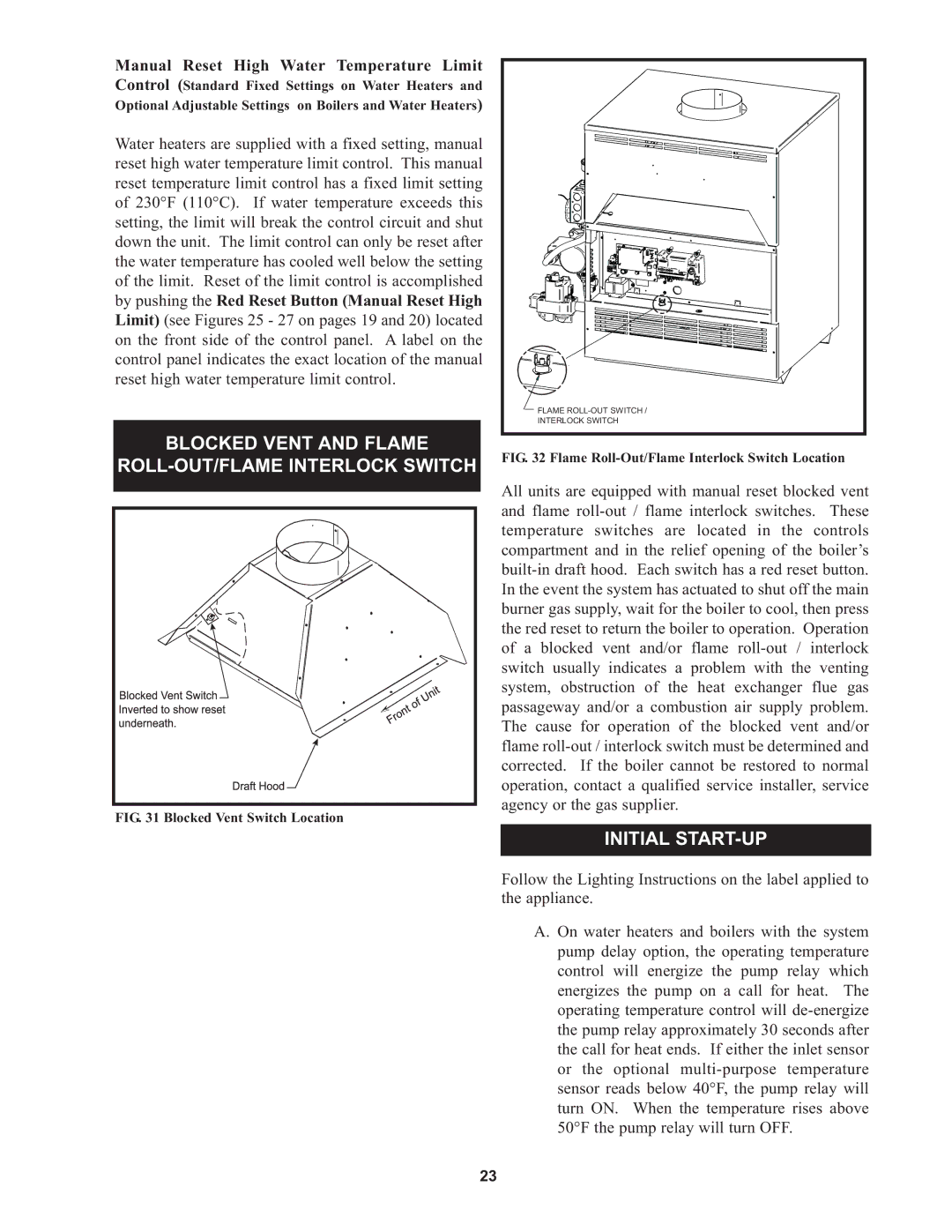 Lochinvar 000 - 500, CP-5M-4/08, 45, RSB-i&s-05 Blocked Vent and Flame ROLL-OUT/FLAME Interlock Switch, Initial START-UP 