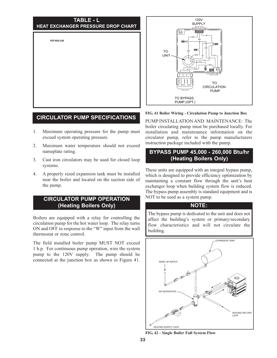 Lochinvar 000 - 500, CP-5M-4/08, 45, RSB-i&s-05 warranty Table L, Circulator Pump Specifications, Circulator Pump Operation 