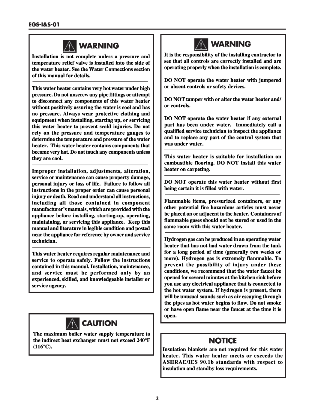 Lochinvar EGS-I&S-01 service manual 