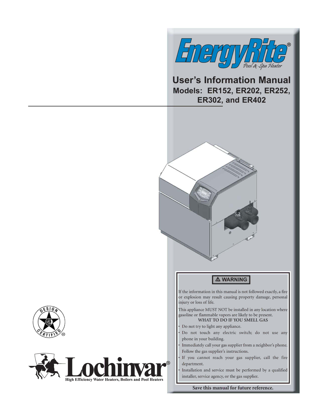 Lochinvar ER302, ER152, ER202, ER402, ER252 manual User’s Information Manual 