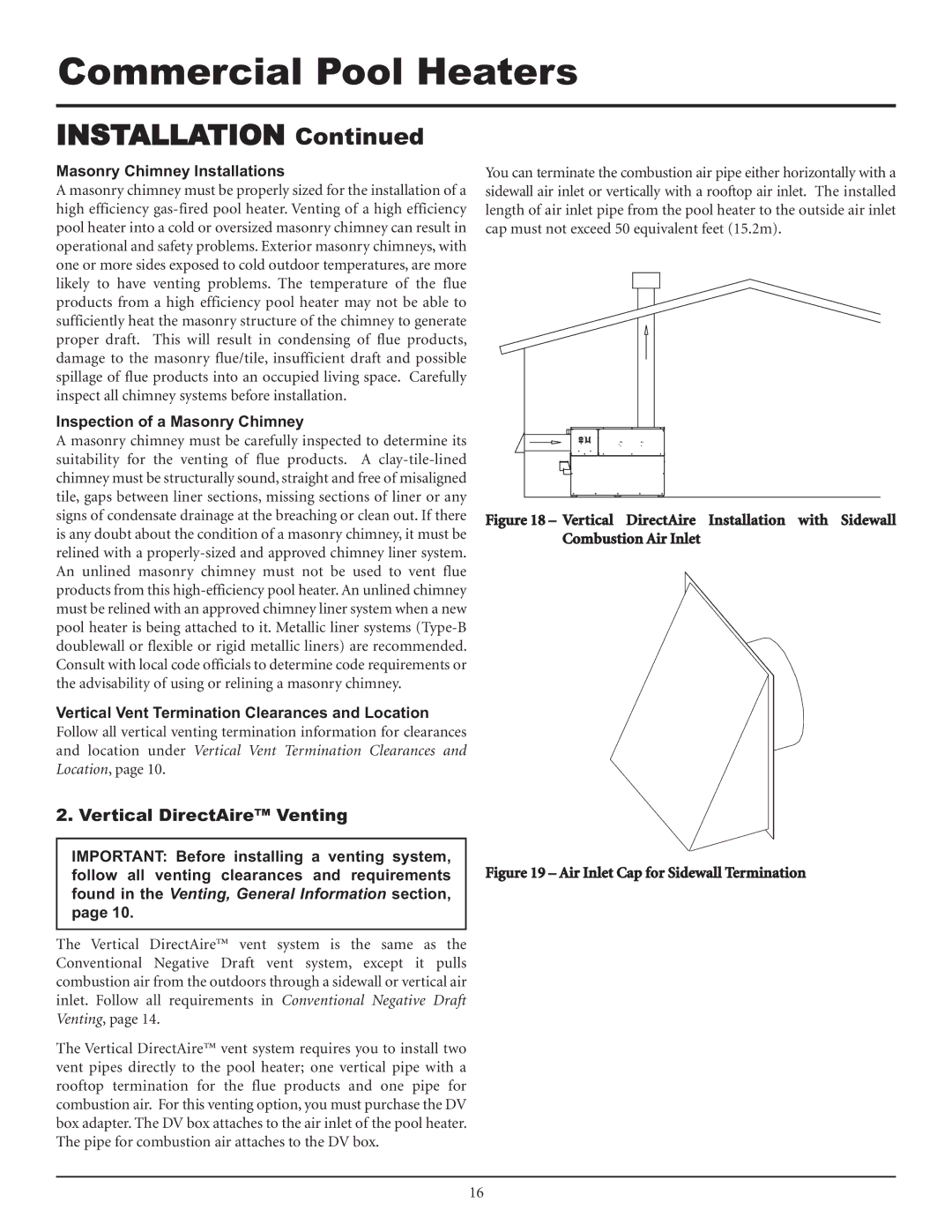 Lochinvar F0600187510 Vertical DirectAire Venting, Masonry Chimney Installations, Inspection of a Masonry Chimney 