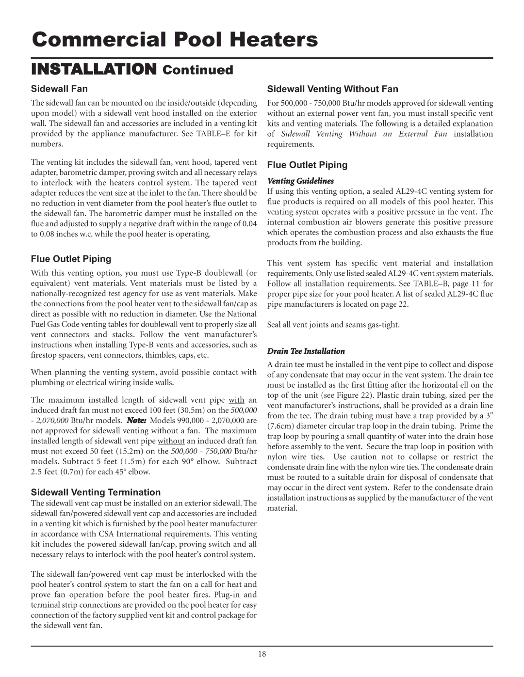 Lochinvar F0600187510 service manual Sidewall Fan, Sidewall Venting Termination, Sidewall Venting Without Fan 