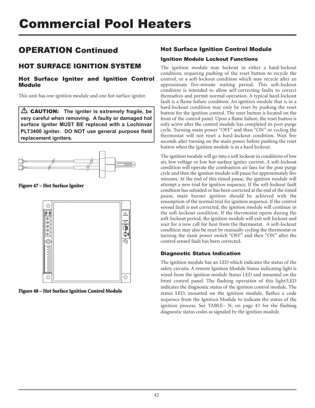 Lochinvar F0600187510 service manual Hot Surface Igniter and Ignition Control Module, Hot Surface Ignition Control Module 