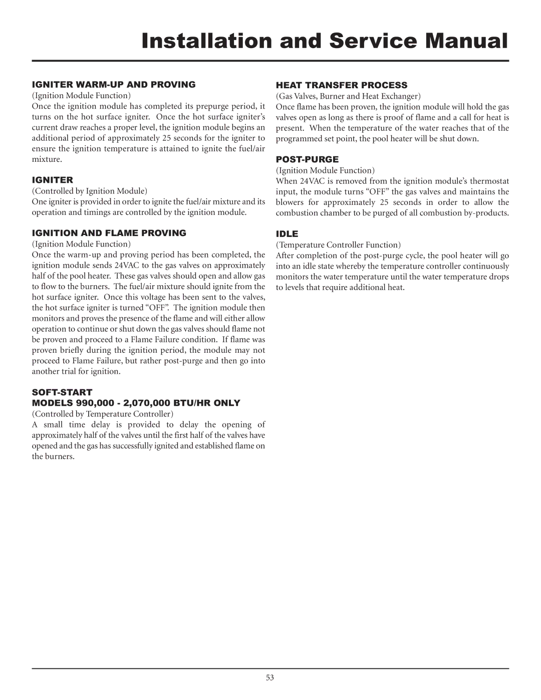 Lochinvar F0600187510 service manual Igniter WARM-UP and Proving 