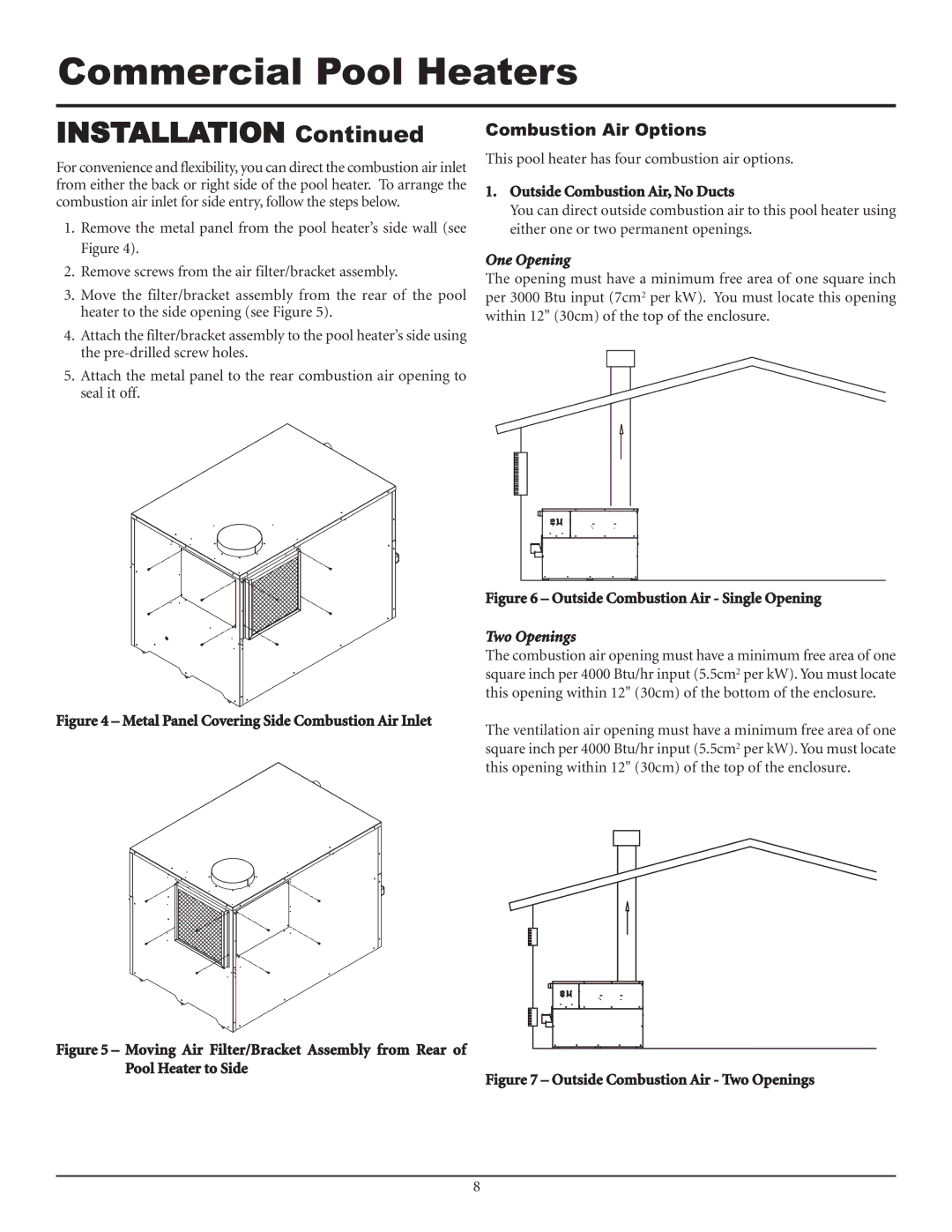 Lochinvar F0600187510 service manual Installation, Combustion Air Options 