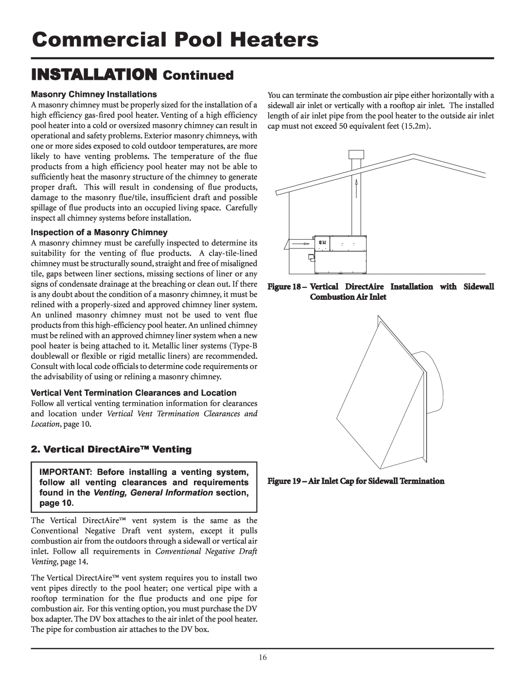 Lochinvar F0600187510 Vertical DirectAire Venting, Masonry Chimney Installations, Inspection of a Masonry Chimney 