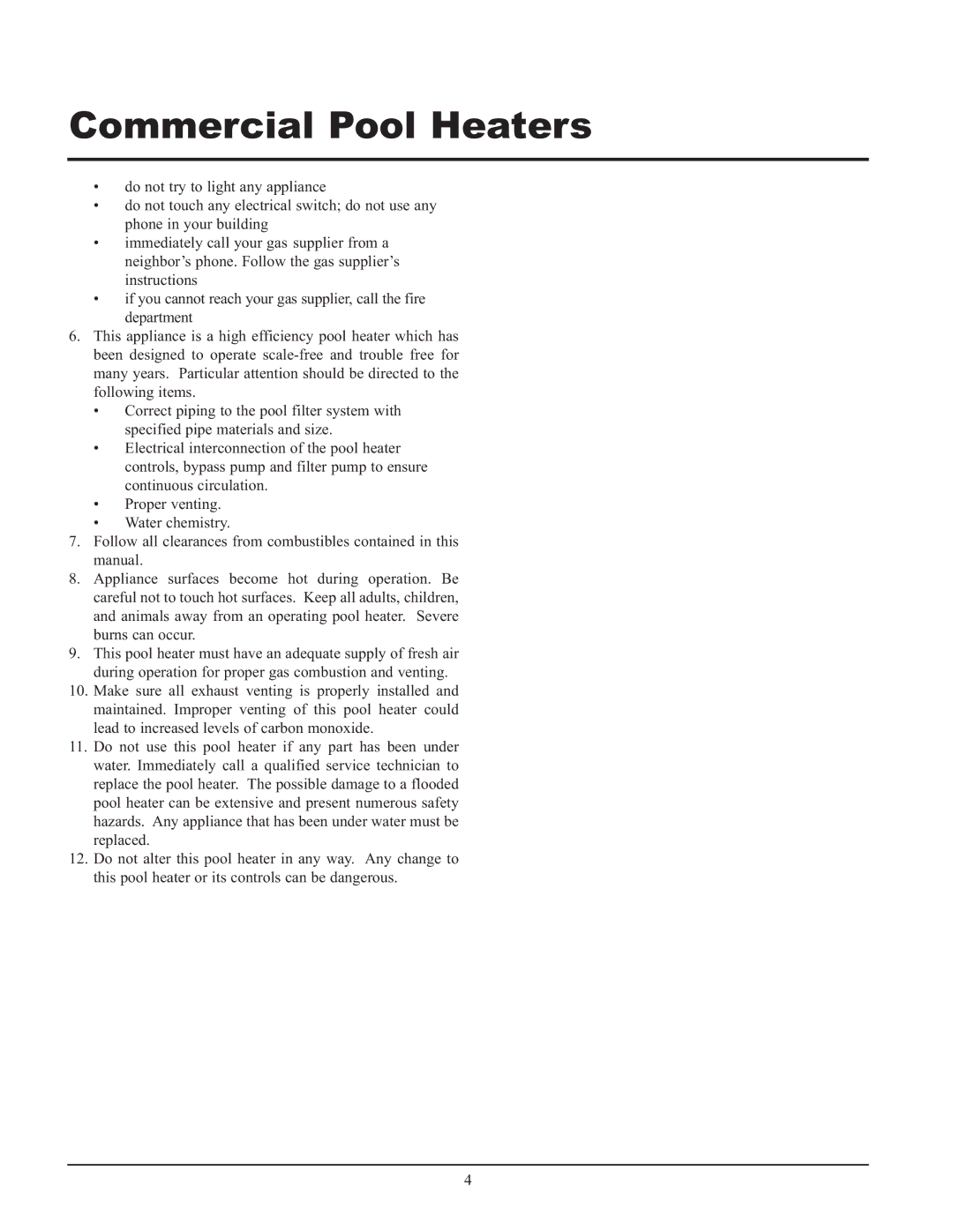 Lochinvar GAS HEATER FOR COMMERICAL POOL APPLICATIONS service manual Commercial Pool Heaters 