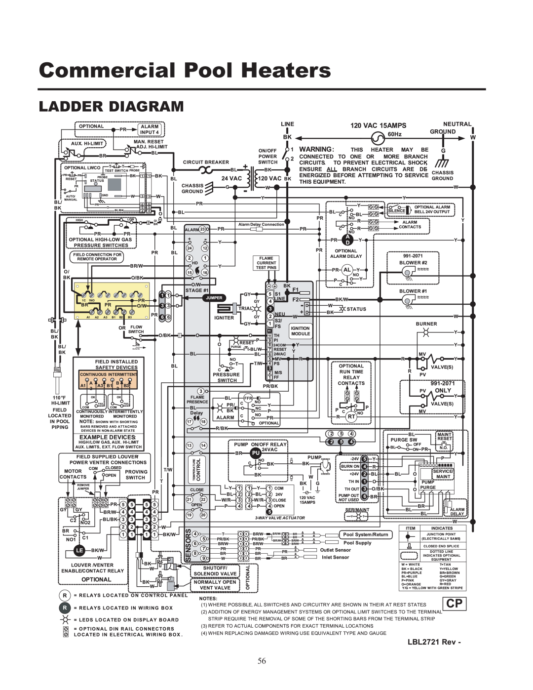 Lochinvar GAS HEATER FOR COMMERICAL POOL APPLICATIONS service manual Ladder Diagram, Commercial Pool Heaters 