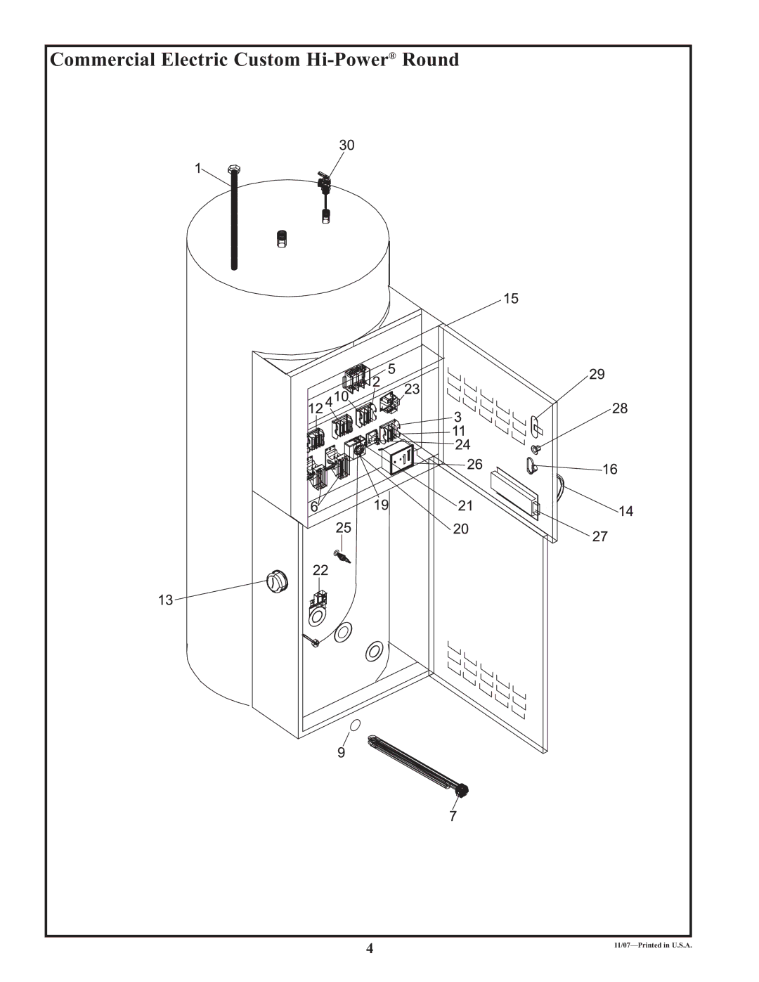 Lochinvar HHP, CHP manual Commercial Electric Custom Hi-Power Round 