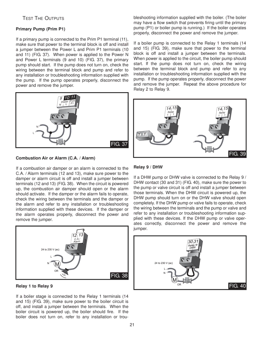 Lochinvar INS7141, MP2, INS7162, TST2313 installation instructions Primary Pump Prim P1, Combustion Air or Alarm C.A. / Alarm 