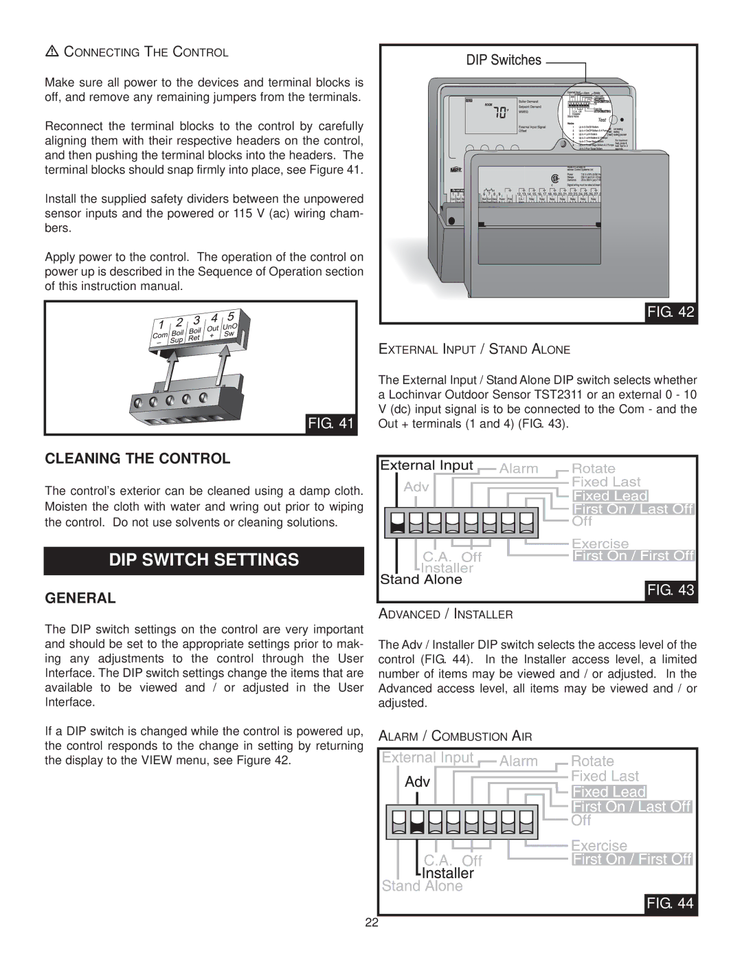 Lochinvar INS7162, MP2, INS7141, TST2313 installation instructions Cleaning the Control, General 