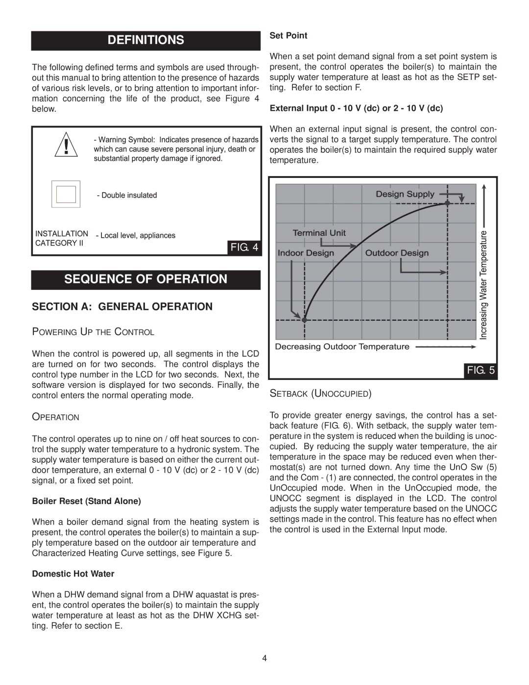 Lochinvar MP2, INS7141, INS7162 Section a General Operation, Boiler Reset Stand Alone, Domestic Hot Water, Set Point 