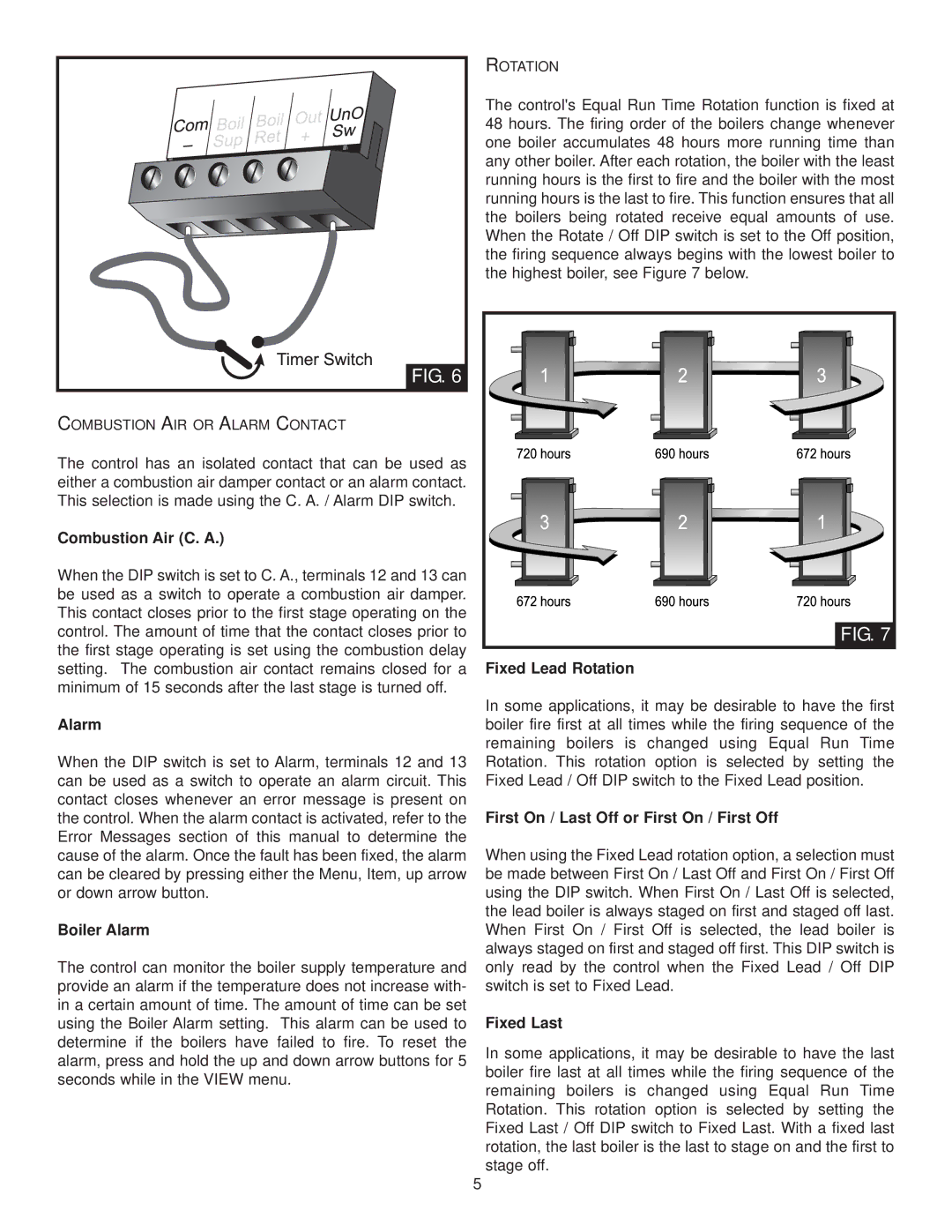 Lochinvar INS7141 Combustion Air C. a, Boiler Alarm, Fixed Lead Rotation, First On / Last Off or First On / First Off 