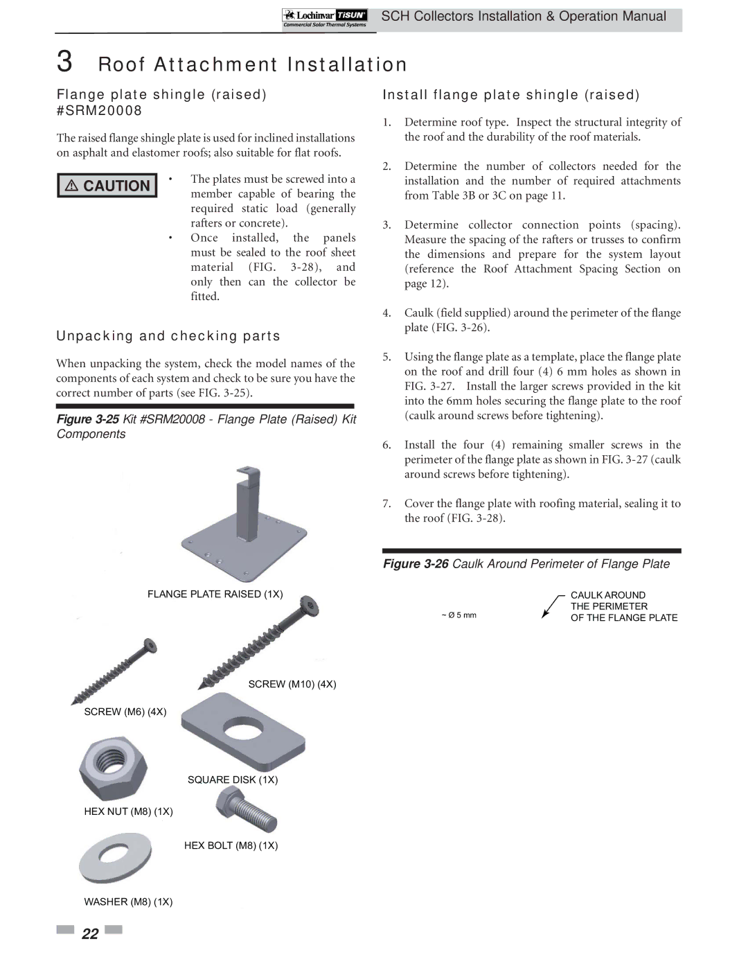 Lochinvar SCH-I-O operation manual Flange plate shingle raised #SRM20008, Install flange plate shingle raised 