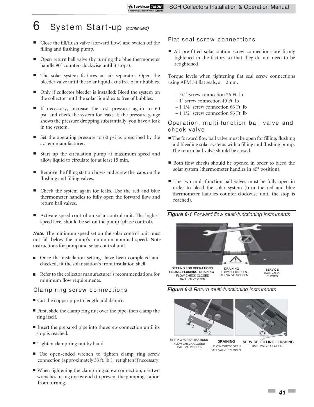 Lochinvar SCH-I-O operation manual Clamp ring screw connections Flat seal screw connections 