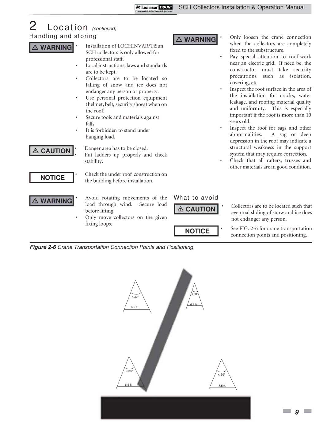 Lochinvar SCH-I-O operation manual Handling and storing, What to avoid 