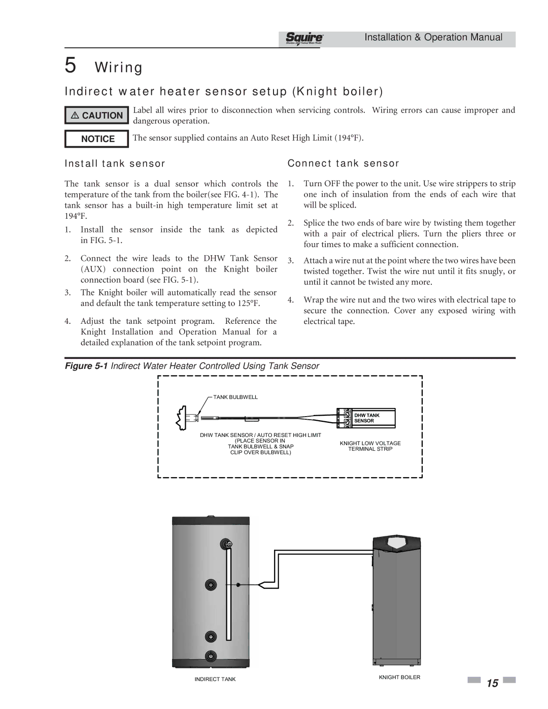 Lochinvar SIT030 Wiring, Indirect water heater sensor setup Knight boiler, Install tank sensor, Connect tank sensor 