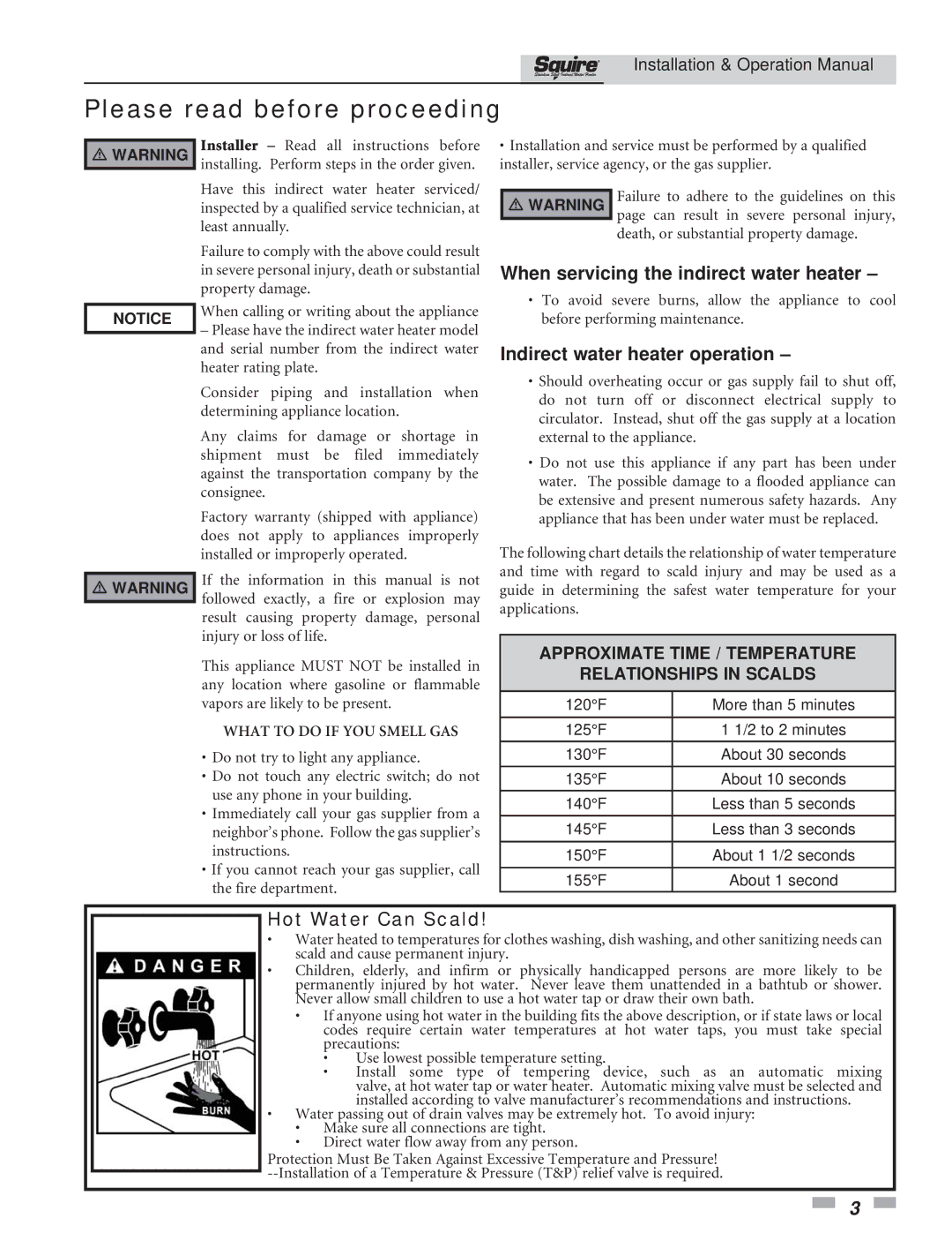 Lochinvar SIT030, SIT119 operation manual Please read before proceeding, Indirect water heater operation 