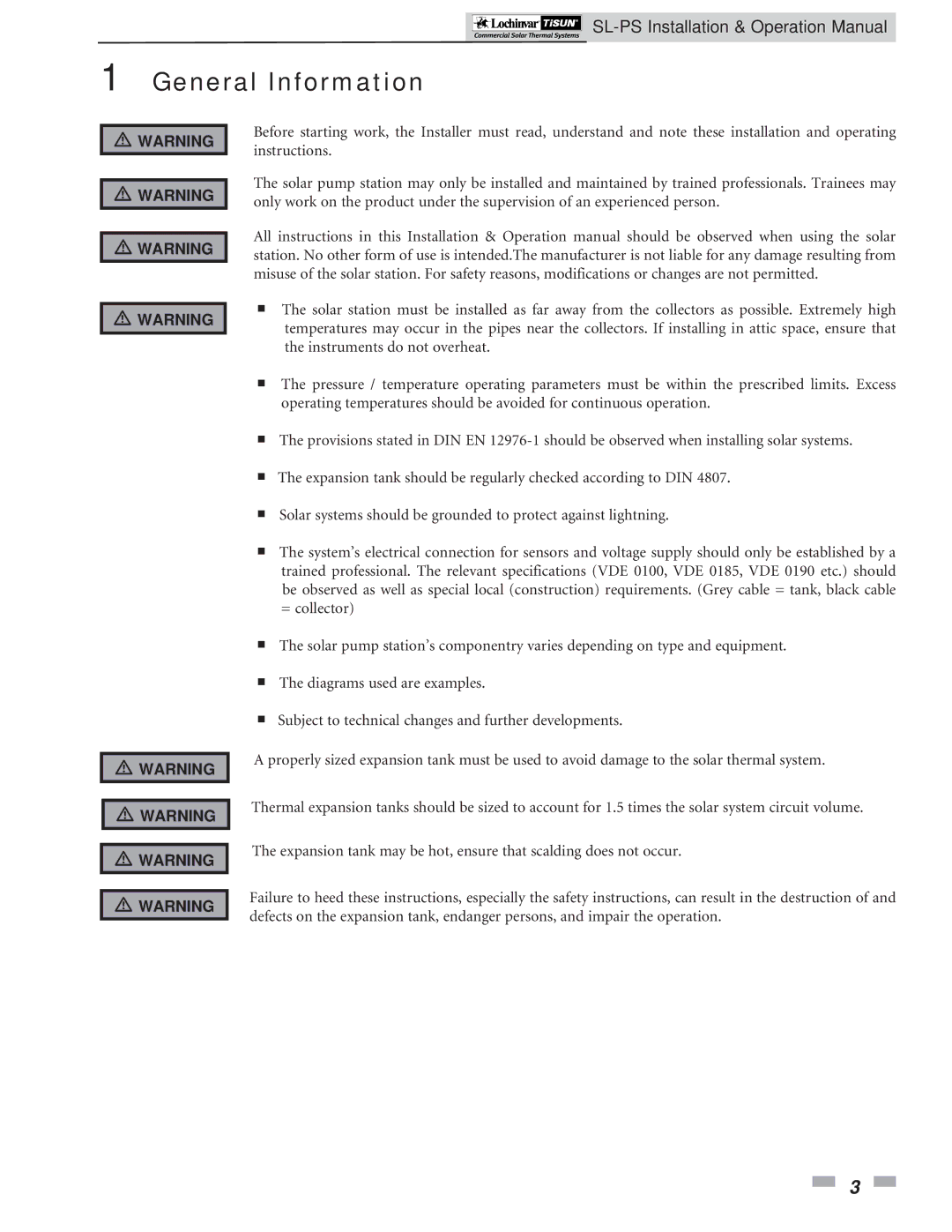 Lochinvar SPS0250, SPS0500, PS1000 operation manual General Information 