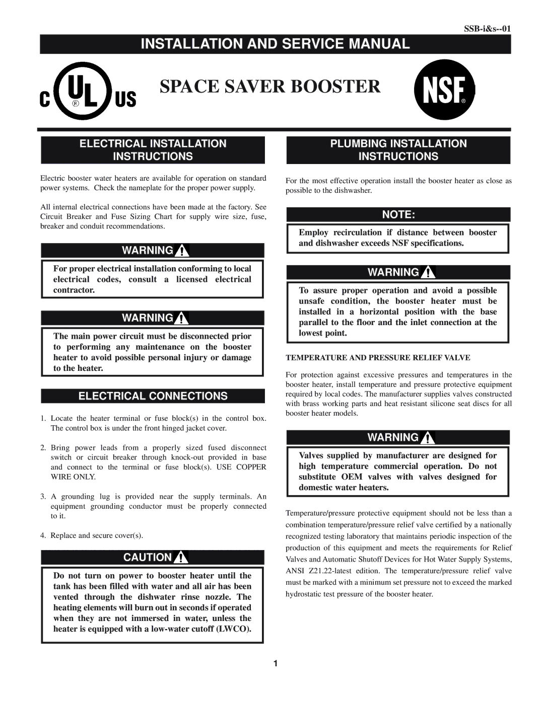 Lochinvar SSB-i & s--01 installation instructions Electrical Installation Plumbing Installation, Electrical Connections 